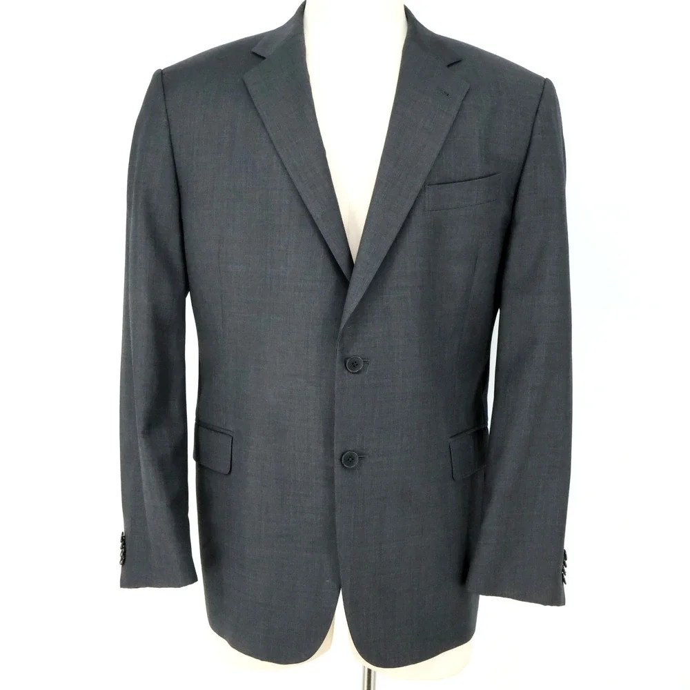 Joseph Abboud Sport Coat Mens 46R Gray Wool Jacket Lined Blazer Preppy Career